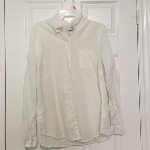 super cute old navy sheer button up-linen & cotton - Picture 1 of 2
